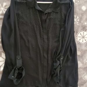Vanity Long sleeve sheer button down blouse